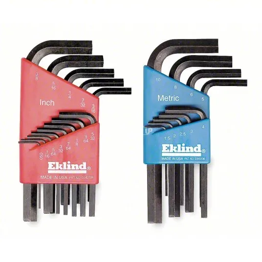 11122 - EKLIND Hex Key Set: 16 or More Pieces, Bright-Hex-L Short, L, Metric and SAE, Std End, Short
