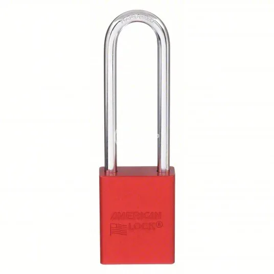 A1107RED - AMERICAN LOCK Lockout Padlock: Keyed Different, Aluminum, Std Body Body Size, Boron Alloy