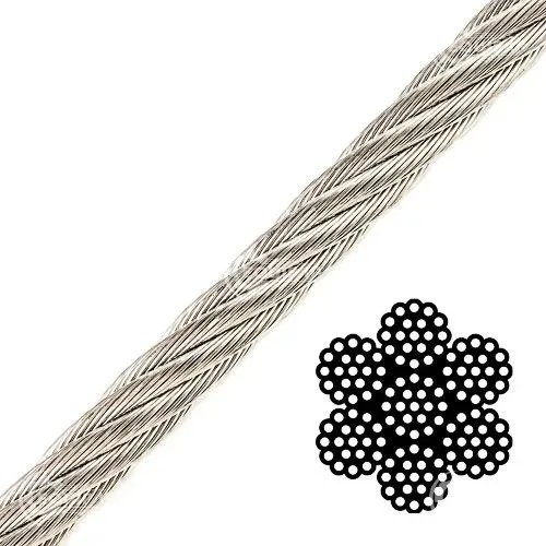 WS38-120DS-S - ROPE, WIRE, STAINLESS STEEL, 3/8", 7X19, 120FT, W/ SURE-LOC HOOK, F/ DAVIT, MOD ADMIR