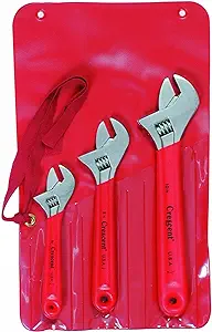 4NV53 - Crescent AC3C 3 Piece Chrome Finish Adjustable Wrench Set with Cushion Grip