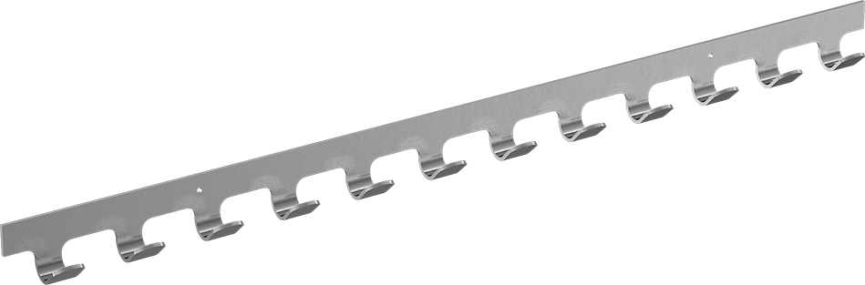 17645A594 - Hook Rack with 12 Hooks, 34" Wide x 2" High x1-1/2" Deep Overall