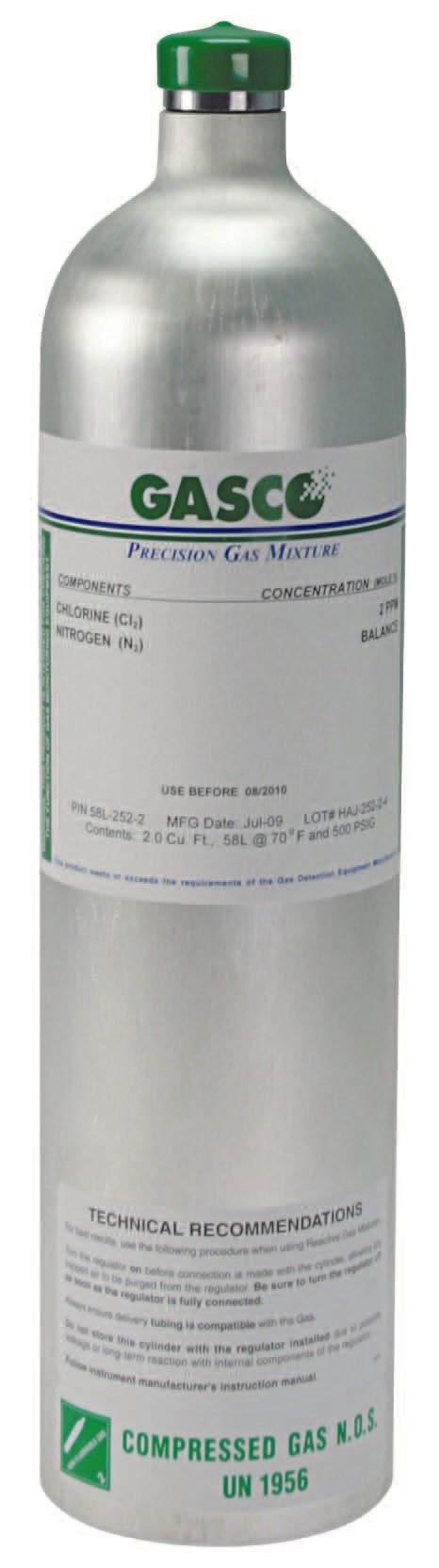 58L-112-100 - Gasco 58L-112-100 58 Liter Nitrogen Dioxide Calibration Gas,100 PPM, Air