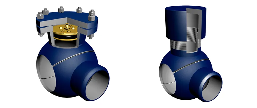 Threaded & Completion Plug Spherical 3 Way Tee